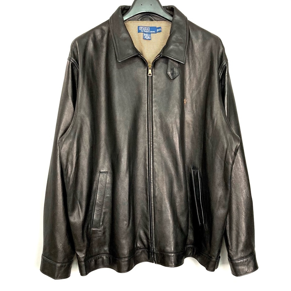 Polo Ralph Lauren Leather Bomber Jacket Men’s Size XXL Zip Front Lined Pockets